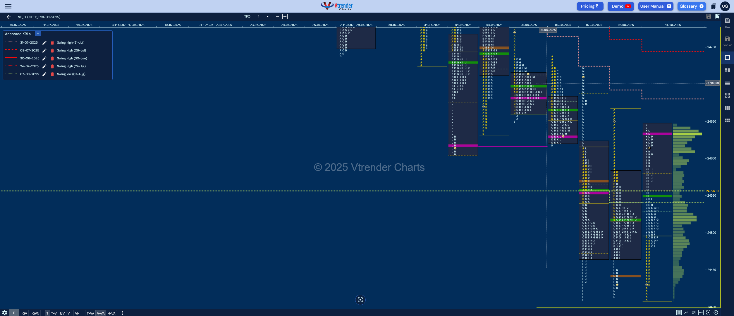 Market Profile Analysis dated 12th Aug 2025