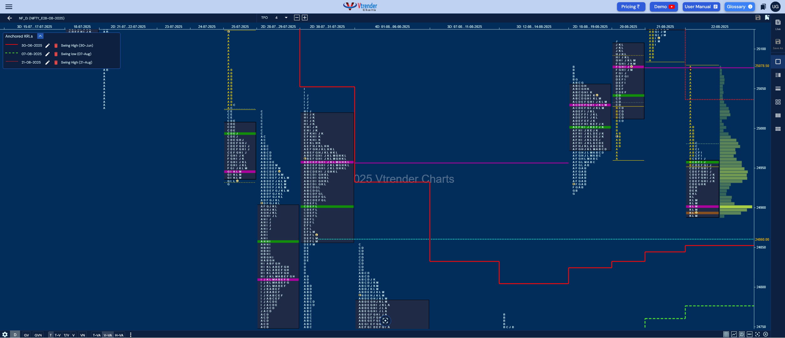 Market Profile Analysis dated 25th Aug 2025